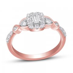 Diamond Engagement Ring 1/2 ct tw Emerald/Round 14K Rose Gold