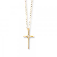 Diamond Cross Necklace 14K Yellow Gold