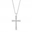 Diamond Cross Necklace 3/8 ct tw Round/Baguette 10K White Gold