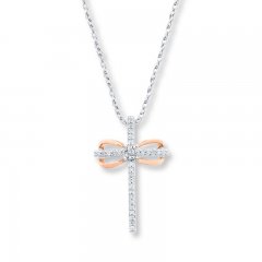 Cross Necklace 1/10 ct tw Diamonds 10K Two-Tone Gold