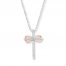 Cross Necklace 1/10 ct tw Diamonds 10K Two-Tone Gold