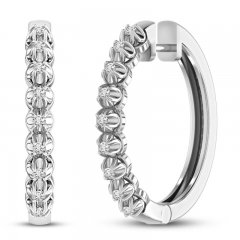 Diamond Hoop Earrings 1/4 ct tw 10K White Gold