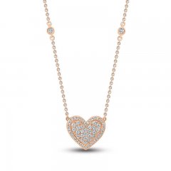 Diamond Heart Necklace 1/3 ct tw Round-cut 10K Rose Gold 18"