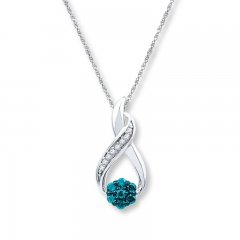 Diamond Necklace 1/6 ct tw Blue/White 10K White Gold