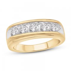 Men's Diamond Wedding Band 1-1/2 ct tw Round-cut 10K Yellow Gold