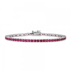 Lab-Created Ruby Line Bracelet Sterling Silver 7.25"