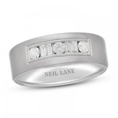 Neil Lane Men's Diamond Wedding Band 1/2 ct tw Round/Baguette 14K White Gold