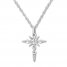 Diamond Cross Necklace 1/8 ct tw Round-cut 10K White Gold