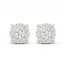 Diamond Halo Stud Earrings 1 ct tw Round-Cut 10K White Gold