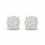 Diamond Halo Stud Earrings 1 ct tw Round-Cut 10K White Gold