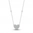 Diamond Pave Heart Necklace 1/3 ct tw Round-cut 10K White Gold 18"