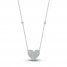 Diamond Pave Heart Necklace 1/3 ct tw Round-cut 10K White Gold 18"