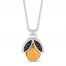 Disney Treasures Winnie the Pooh Citrine & Black Diamond Necklace 1/20 ct tw Sterling Silver 17"