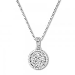 Diamond Necklace 1/3 ct tw Round-cut 10K White Gold