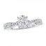 Lab-Created Diamonds by KAY Engagement Ring 1-1/4 ct tw Oval/Round 14K White Gold