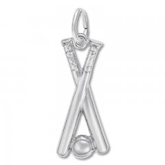 Ball & Bat Charm Sterling Silver