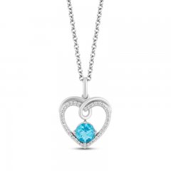 Hallmark Diamonds Citrine Blue Topaz Necklace 1/10 ct tw Round-Cut Sterling Silver 18"