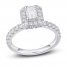 Diamond Engagement Ring 1-1/2 ct tw Radiant/Round 14K White Gold