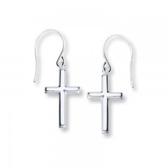 Cross Earrings 14K White Gold