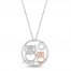 Hallmark Diamonds Owl Necklace 1/20 ct tw 10K Rose Gold Sterling Silver 18"