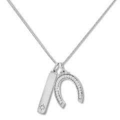 Horseshoe Necklace 1/15 ct tw Diamonds Sterling Silver