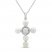 Cultured Pearl & White Lab-Created Sapphire Cross Necklace Sterling Silver 18"