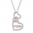 Mom Heart Necklace 1/4 ct tw Diamonds Sterling Silver/10K Gold