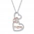 Mom Heart Necklace 1/4 ct tw Diamonds Sterling Silver/10K Gold