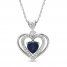 Blue & White Lab-Created Sapphire Heart Necklace Sterling Silver 18"