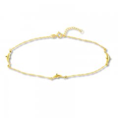 Dolphin Anklet 10K Yellow Gold 9"