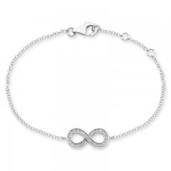 Infinity Bracelet White Lab-Created Sapphire Sterling Silver 7.5"