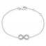 Infinity Bracelet White Lab-Created Sapphire Sterling Silver 7.5"