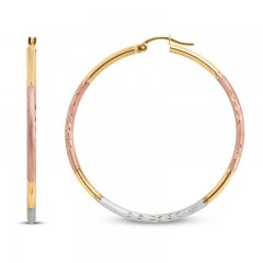 Hoop Earrings 10K Tri-Tone Gold