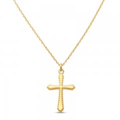 Children's Cross Necklace 14K Yellow Gold 15"