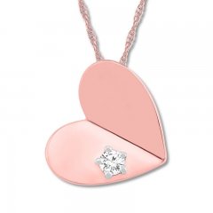 Diamond Heart Necklace 1/15 Carat Round-cut 10K Rose Gold