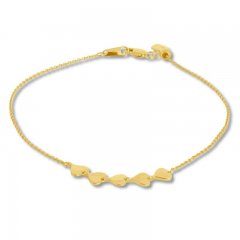 Heart Bracelet 10K Yellow Gold Adjustable to 8"