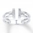 Midi Ring Diamond Accents Sterling Silver