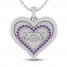 Amethyst MOM Heart Necklace Sterling Silver 18"