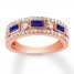 Sapphire Anniversary Band 1/2 ct tw Diamonds 14K Rose Gold