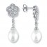 Cultured Pearl Earrings 1/20 ct tw Diamonds Sterling Silver