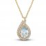 Aquamarine & White Topaz Necklace 10K Yellow Gold 18"