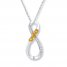 Citrine Infinity Necklace 1/20 ct tw Diamonds Sterling Silver