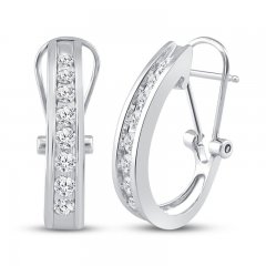 Diamond Hoop Earrings 1/2 ct tw 10K White Gold