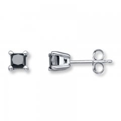 Black Diamond Solitaire Earrings 1 ct tw 10K White Gold