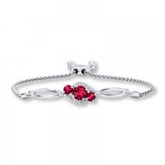 Lab-Created Ruby Bolo Bracelet Sterling Silver