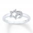 Star & Moon Ring 1/15 ct tw Diamonds Sterling Silver