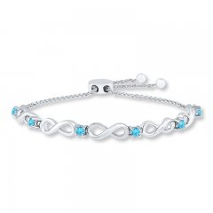 Infinity Bolo Bracelet Blue Topaz Sterling Silver