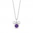 Disney Treasures Mickey Mouse Amethyst & Diamond Necklace Sterling Silver 17"