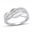 Diamond Ring 1/5 ct tw Round/Baguette 10K White Gold