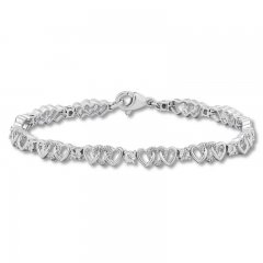 Diamond Heart Bracelet 1/20 ct tw Sterling Silver